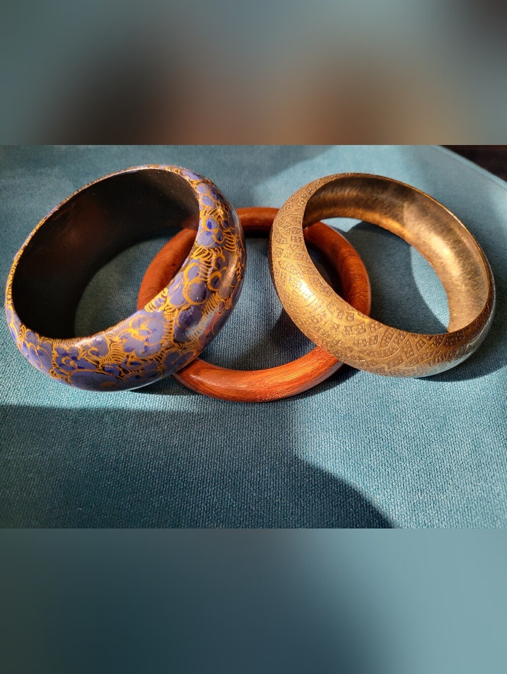 Handcrafted Blue & Brown Bangle Bracelet Set - Women Accessories